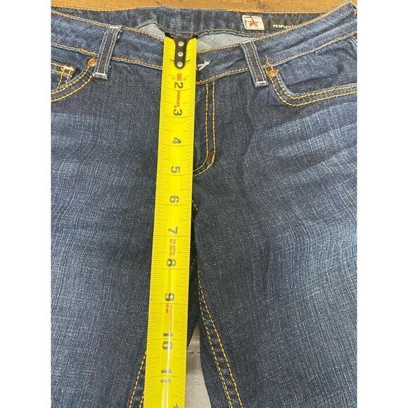 People's Liberation Embroidered Low Rise Book Cut Jeans Dark Wash Denim Y2K - 28 - Picture 7 of 11